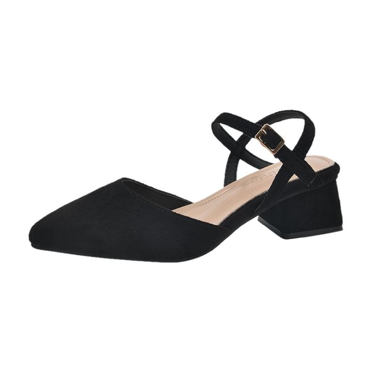 Heels |  Womens Black Suedette 2 Part Block Heel Court Shoes Heels Heels