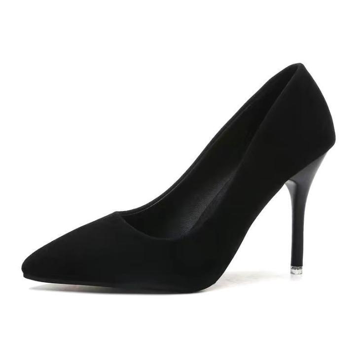 Heels |  Womens Black Suedette Pointed Stiletto Heel Court Shoes Heels Heels