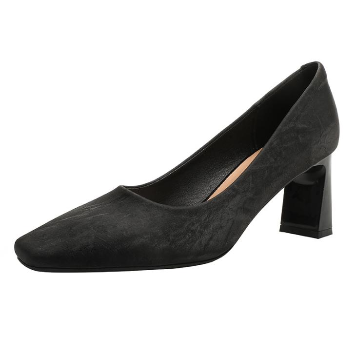 Heels |  Womens Extra Wide Fit Black Suedette Block Heel Court Shoes Heels Heels