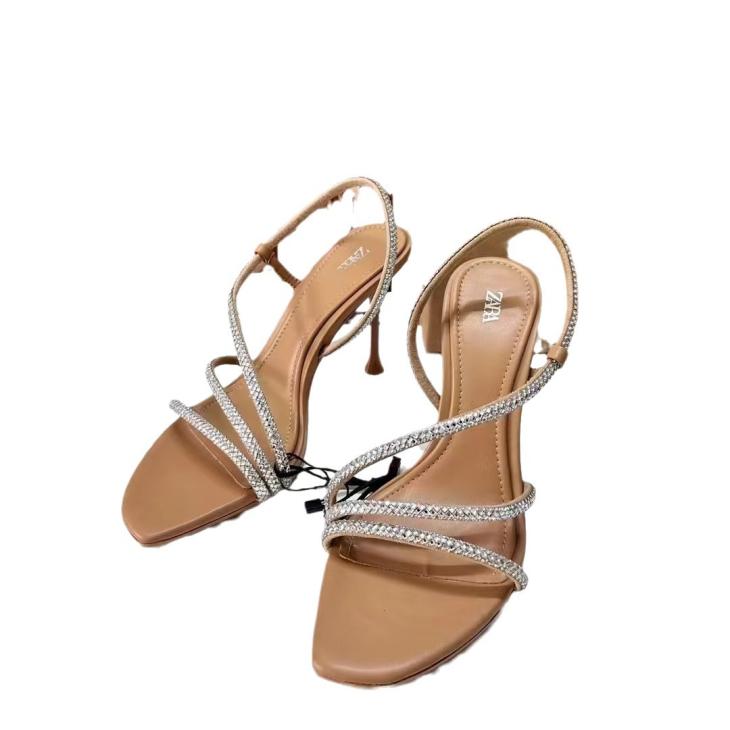 Heels |  Womens Gold Multi Strap Diamanté Block Heel Sandals Heels Heels