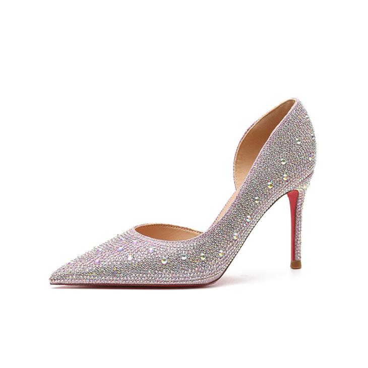 Heels |  Womens Silver Diamanté-Embellished Court Heels Heels Heels