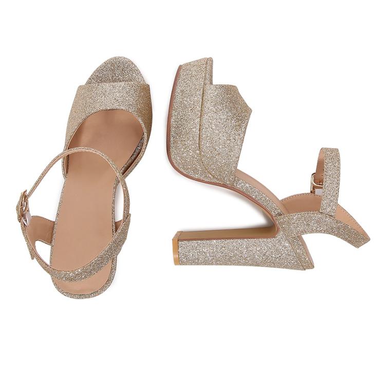 Heels |  Womens Silver Glitter 2 Part Block Heel Sandals Heels Heels