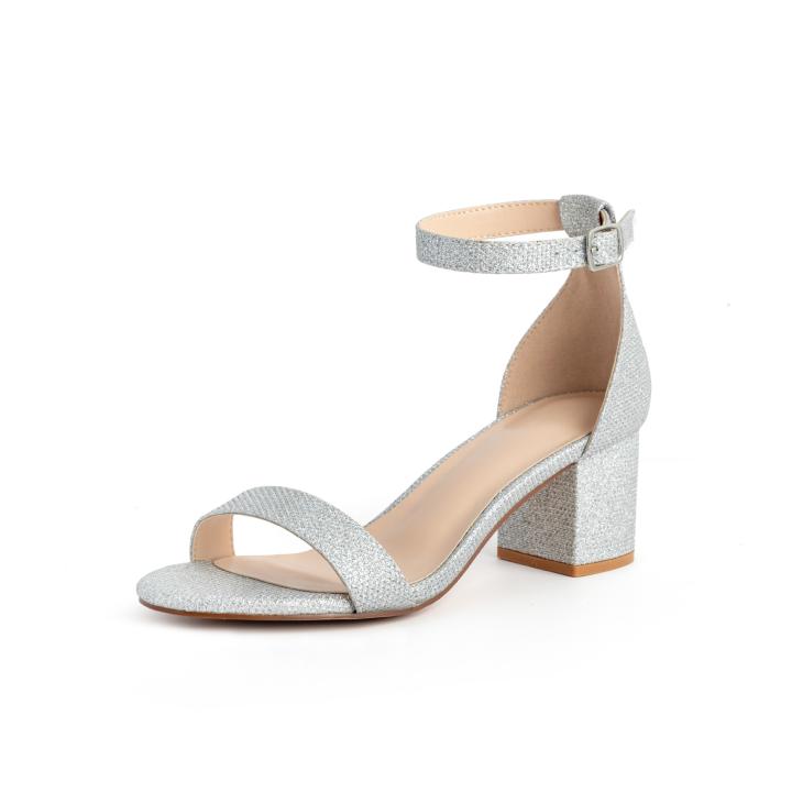 Heels |  Womens Silver Shimmer 2 Part Stiletto Heel Sandals Heels Heels