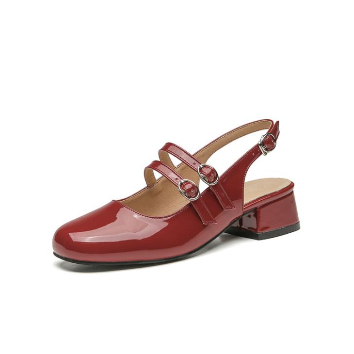 Heels |  Womens Wide Fit Burgundy Block Heel Mary Jane Shoes Heels Heels