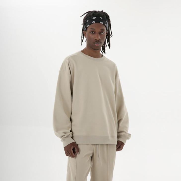 Hoodies & Sweats |  Mens Off White Oversized Crew Neck Sweatshirt Basics Basics