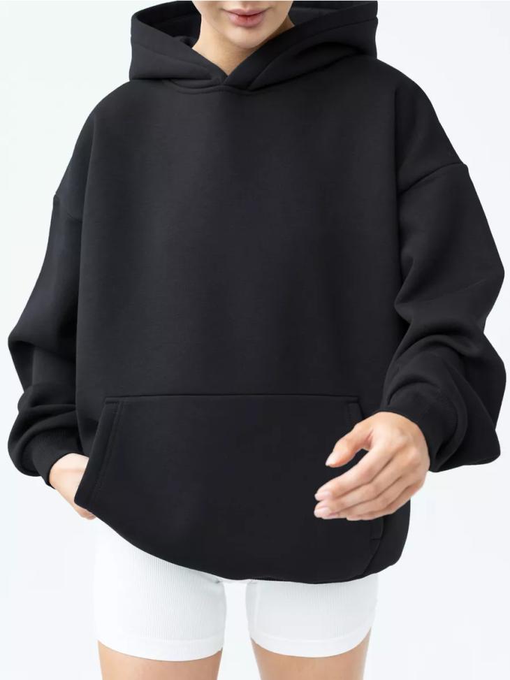 Hoodies & Sweatshirts |  Womens Black Pocket Front Hoodie Clothing Hoodies & Sweatshirts