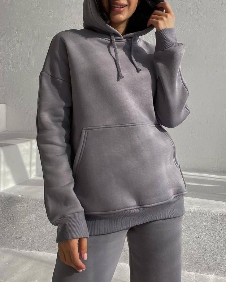 Hoodies & Sweatshirts |  Womens Grey Oversized Hoodie Clothing Hoodies & Sweatshirts