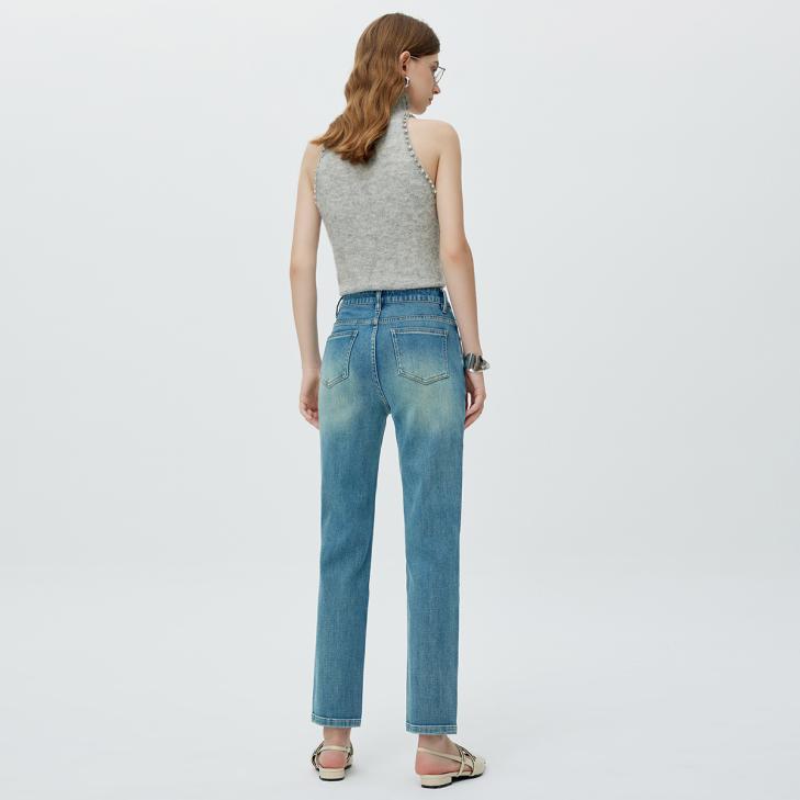 Jeans |  Womens Blue Ripped Knee High Waist Tori Mom Jeans Clothing Jeans