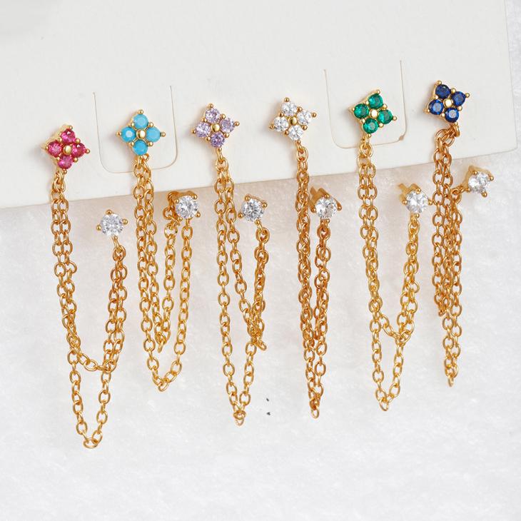 Jewellery |  Womens Gold Tone Chain Link Stud Earrings Accessories Jewellery