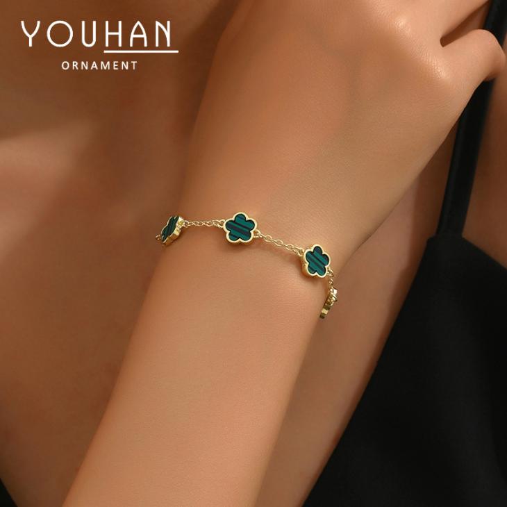 Jewellery |  Womens Green Clover Fine Chain Bracelet Accessories Jewellery