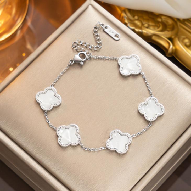 Jewellery |  Womens White Clover Fine Chain Bracelet Accessories Jewellery