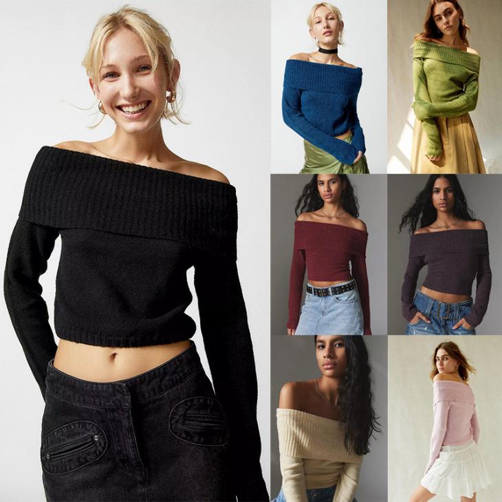 Jumpers & Cardigans |  Womens Burgundy Knit Foldover Bardot Jumper Clothing Jumpers & Cardigans