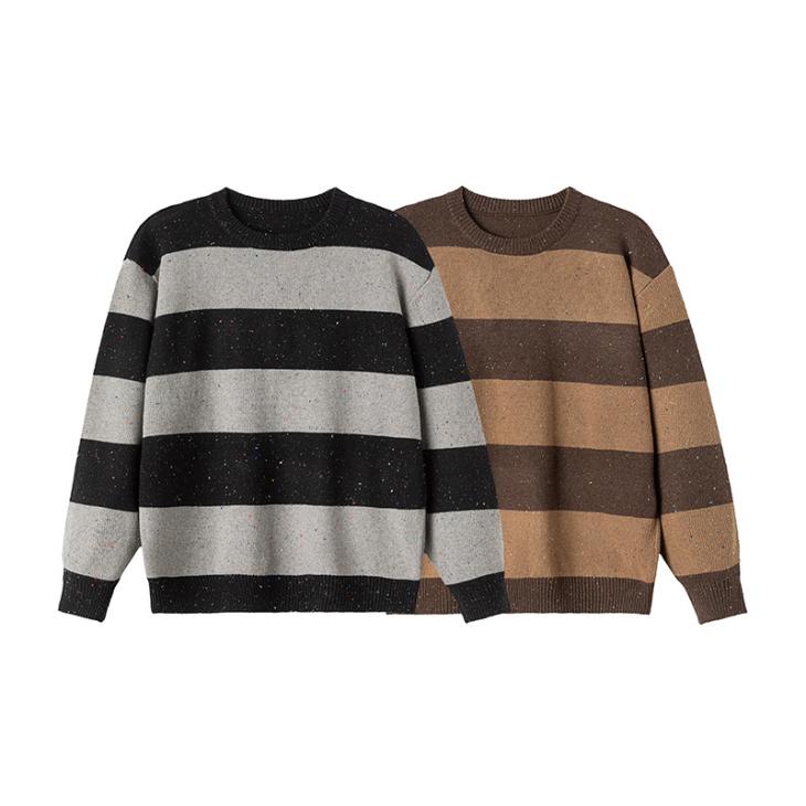 Jumpers & Cardigans |  Womens Burgundy Wide Stripe Crew Neck Jumper Clothing Jumpers & Cardigans