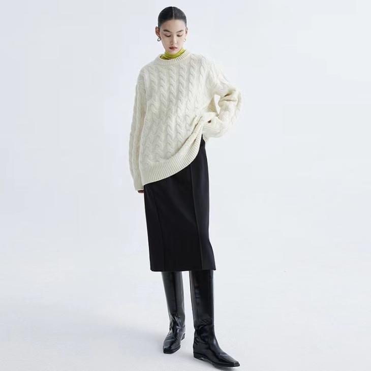 Jumpers & Cardigans |  Womens Off White Crew Neck Cable Knit Jumper Clothing Jumpers & Cardigans