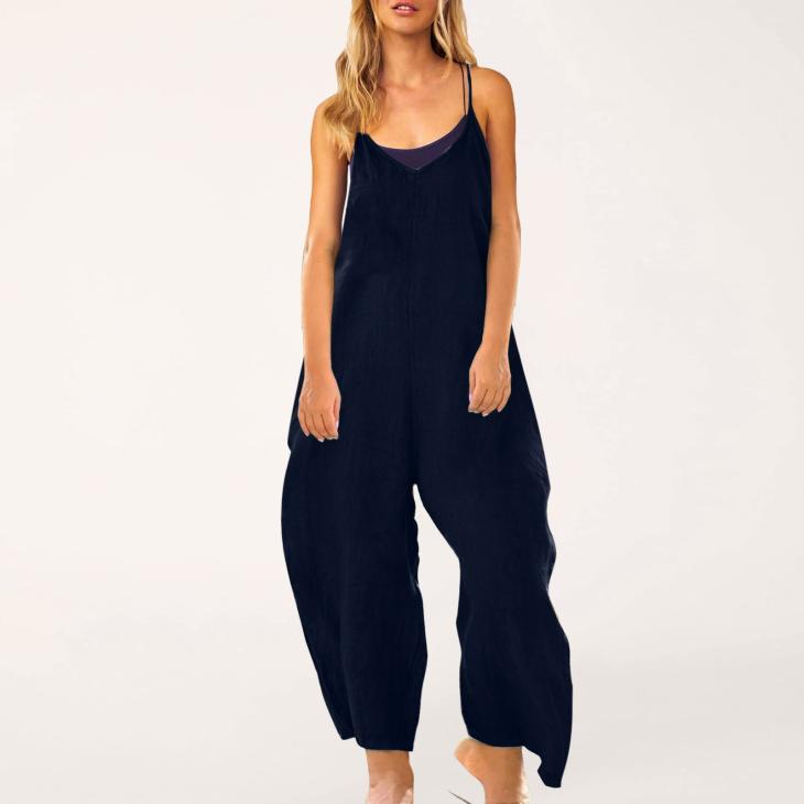 Jumpsuits & Playsuits |  Womens Cotton Slouchy Strappy Jumpsuit Clothing Jumpsuits & Playsuits