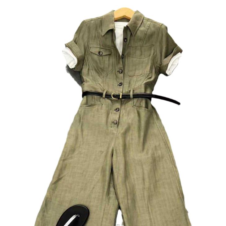 Jumpsuits & Playsuits |  Womens Khaki Utility Wide Leg Jumpsuit Clothing Jumpsuits & Playsuits