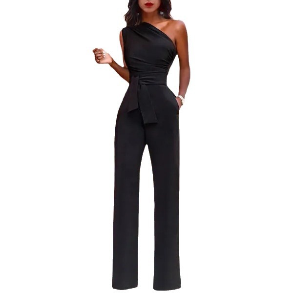 Jumpsuits & Playsuits |  Womens Mela Navy Halter Neck Belted Wide Leg Jumpsuit Clothing Jumpsuits & Playsuits