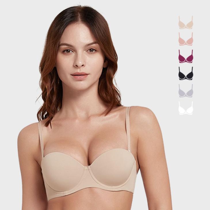 Lingerie |  Womens Tan Bow Front Strapless Bra Clothing Lingerie