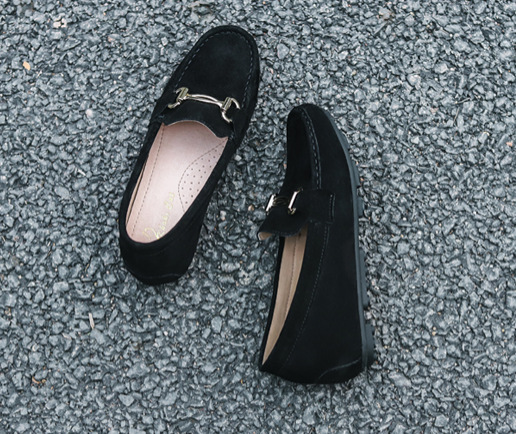 Loafers |  Womens Black Suedette Snaffle Trim Loafers Flats Flats