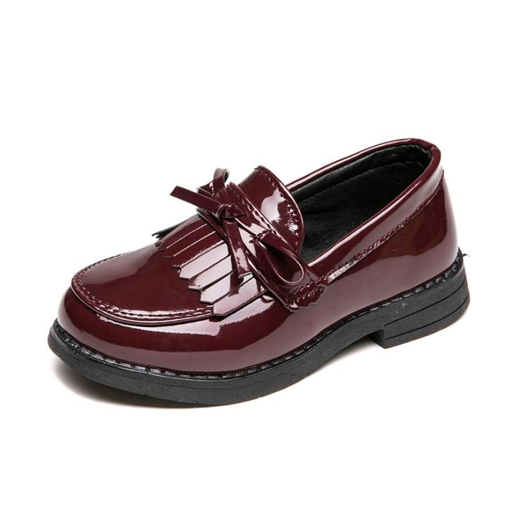 Loafers |  Womens Burgundy Patent Leather-Look Tassel Trim Loafers Flats Flats