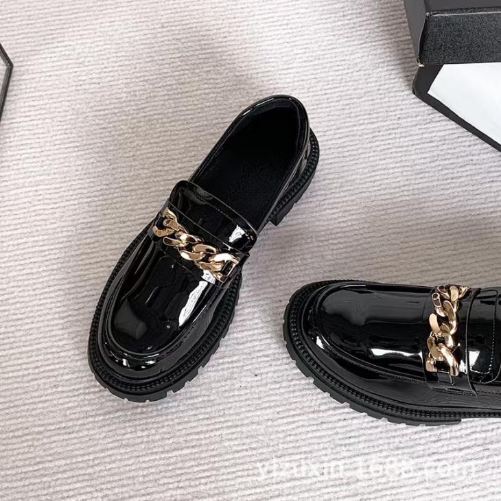 Loafers |  Womens Wide Fit Black Chain-Embellished Loafers Loafers Loafers