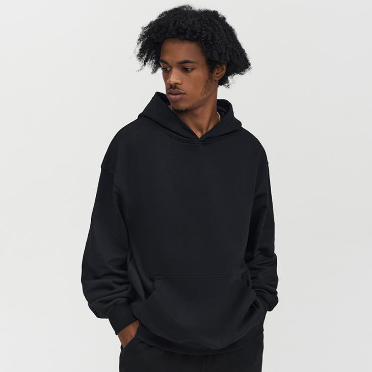 Lounge & Sports |  Mens Black Oversized Cotton Blend Hoodie Clothing Hoodies & Sweats