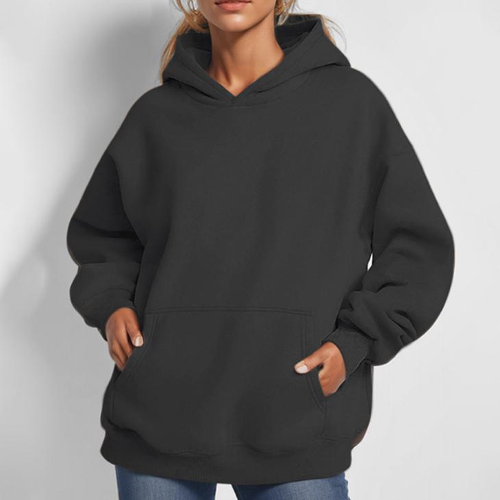 Lounge & Sports |  Womens Black Pocket Front Hoodie Clothing Hoodies & Sweatshirts