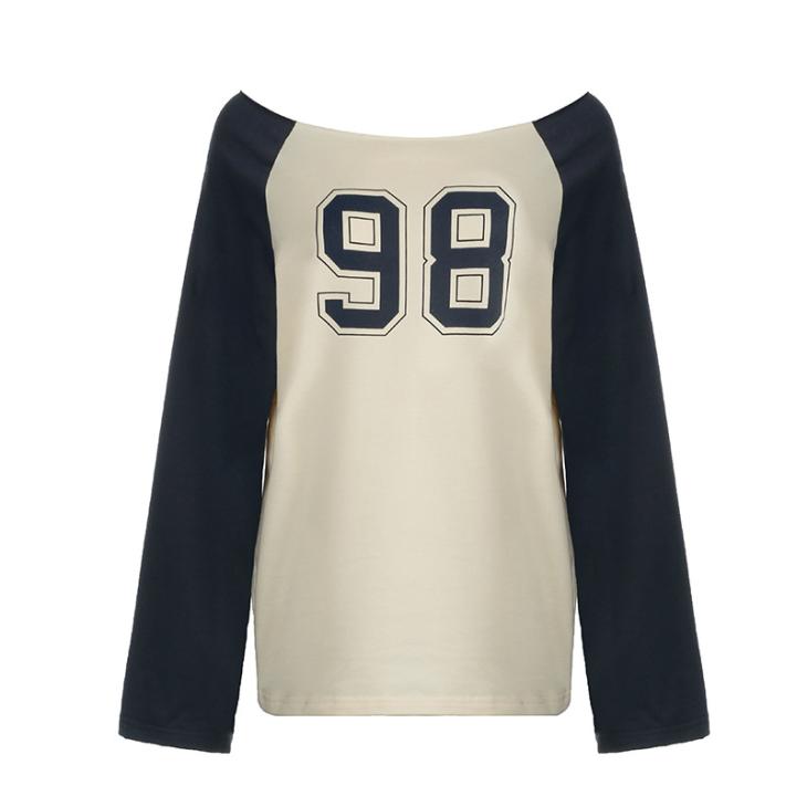 Lounge & Sports |  Womens Blue 95 Print Long Sleeve Jersey Top Clothing Lounge & Sports