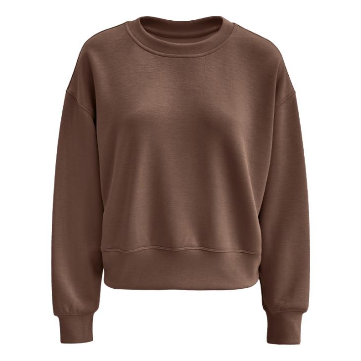 Lounge & Sports |  Womens Light Brown Crew Neck Cropped Sweatshirt Clothing Hoodies & Sweatshirts