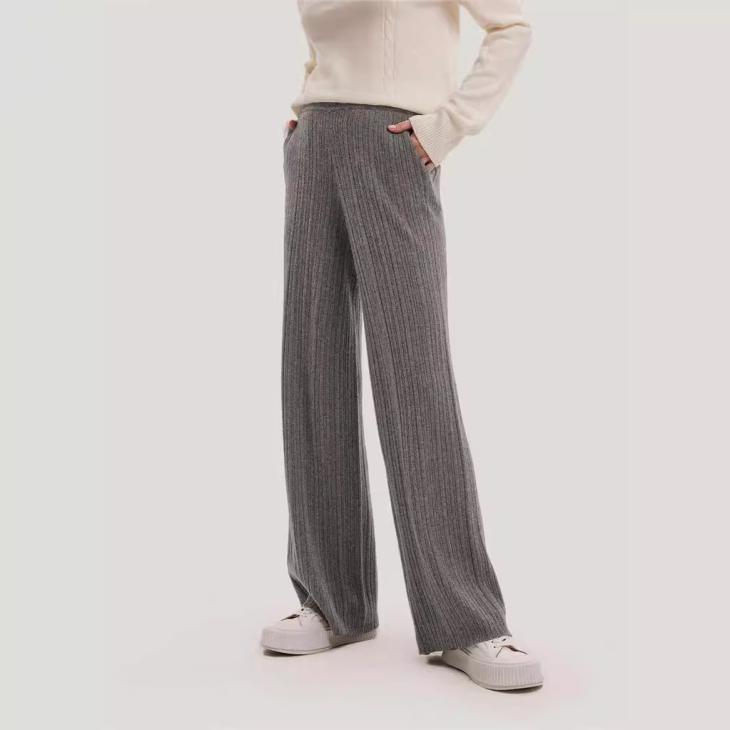 Lounge & Sports |  Womens Light Grey Pinstripe Wide Leg Joggers Clothing Lounge & Sports