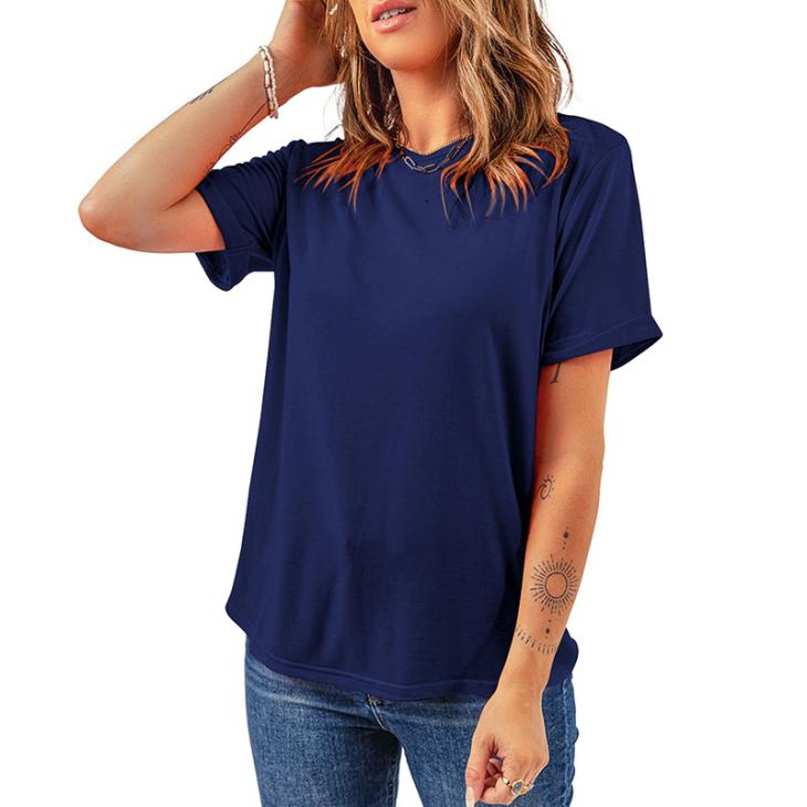 Lounge & Sports |  Womens Navy Cotton Crew Neck T-Shirt Basics Basics