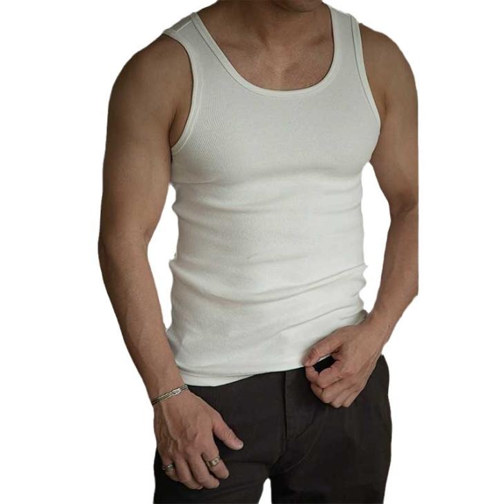 Muscle Fit |  Mens Grey Marl Ribbed Jersey Muscle Fit Vest Basics Basics