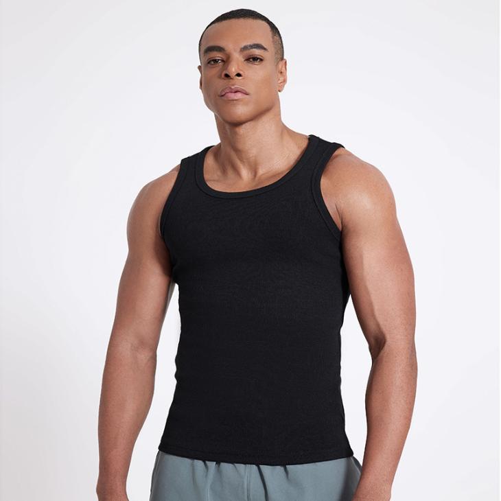 Muscle Fit |  Mens Navy Ribbed Jersey Muscle Fit Vest Basics Basics