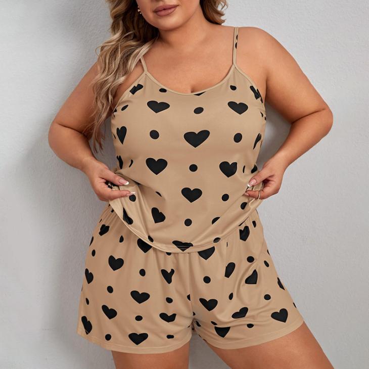 Nightwear |  Womens Light Brown Leopard Print Cotton Cami Pyjama Set Clothing Nightwear