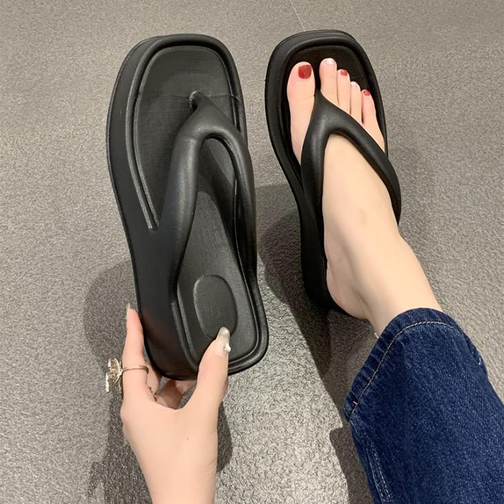 Sandals |  Womens Black Toe Post Chunky Sliders Sandals Sandals