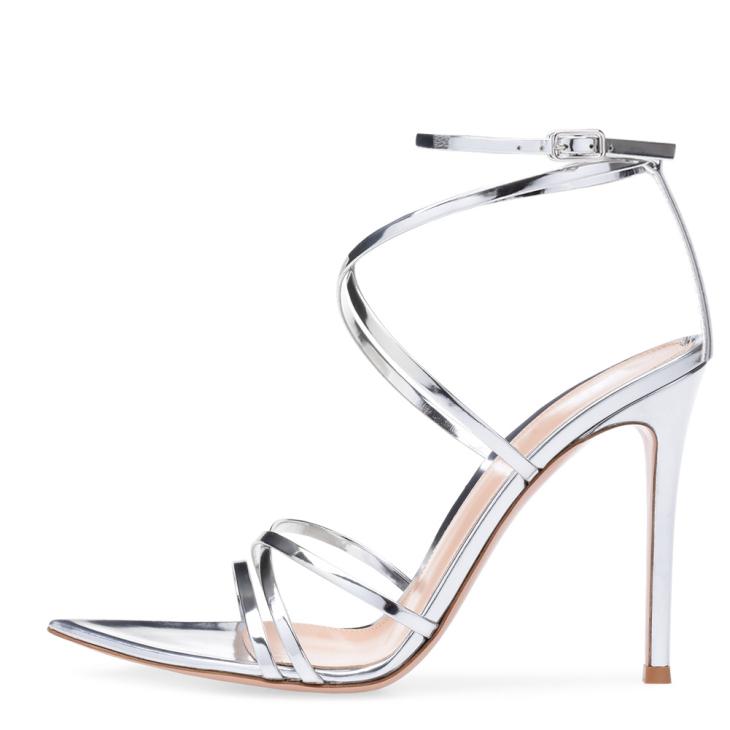 Sandals |  Womens Silver Two Part Stiletto Heel Sandals Heels Heels