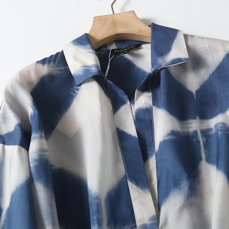 Shirts & Blouses |  Womens Blue Striped Tie Dye Oversized Shirt Clothing Shirts & Blouses