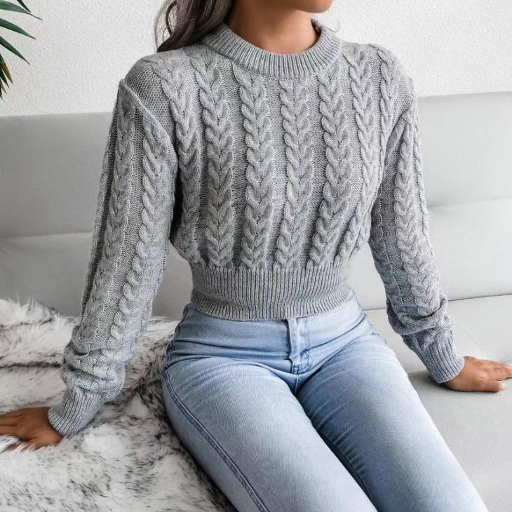 Shirts & Blouses |  Womens Grey Cable Knit 2-In-1 Shirt Jumper Clothing Shirts & Blouses