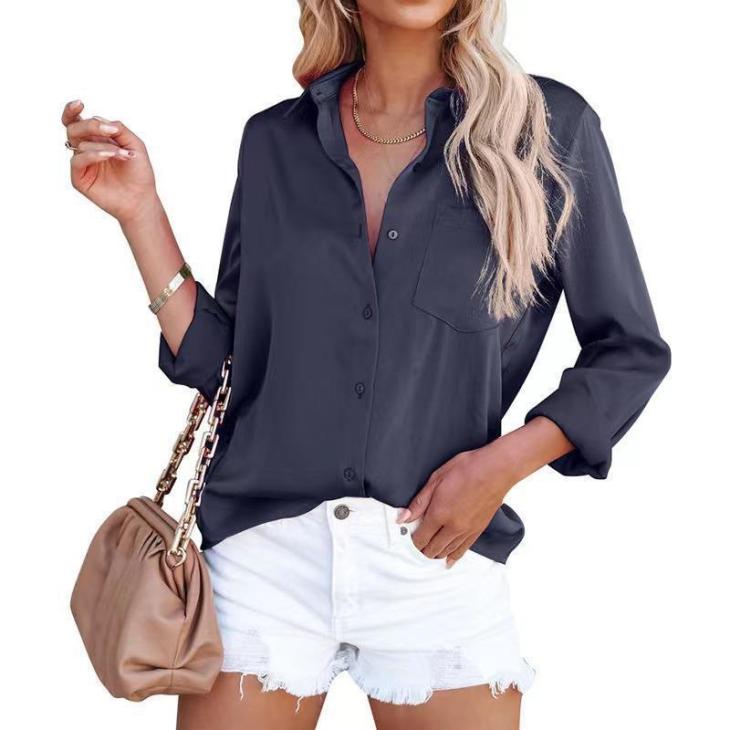 Shirts & Blouses |  Womens Navy Long Sleeve Shirt Clothing Shirts & Blouses