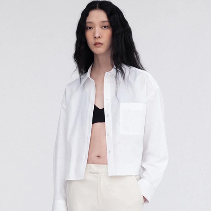 Shirts & Blouses |  Womens White Cotton Poplin Cropped Shirt Clothing Shirts & Blouses