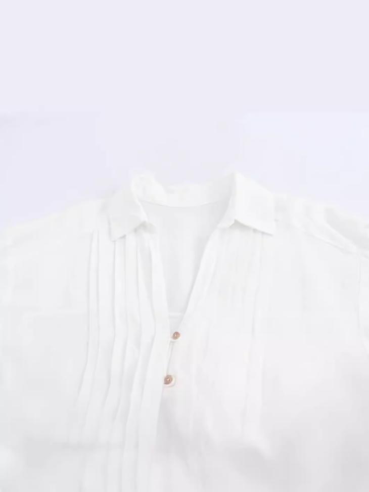 Shirts & Blouses |  Womens White Cotton Poplin Pintuck Bib Shirt Clothing Shirts & Blouses