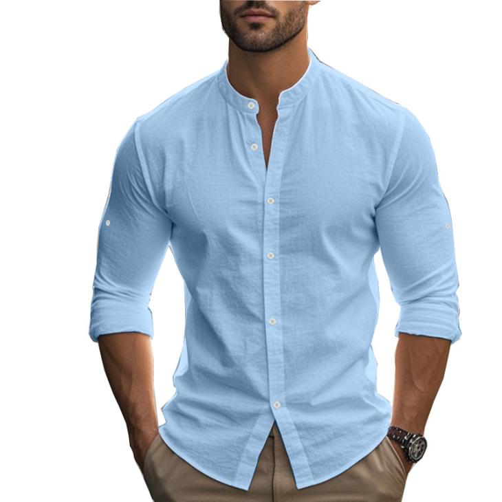 Shirts |  Mens Stone Linen Blend Grandad Shirt Clothing Mens