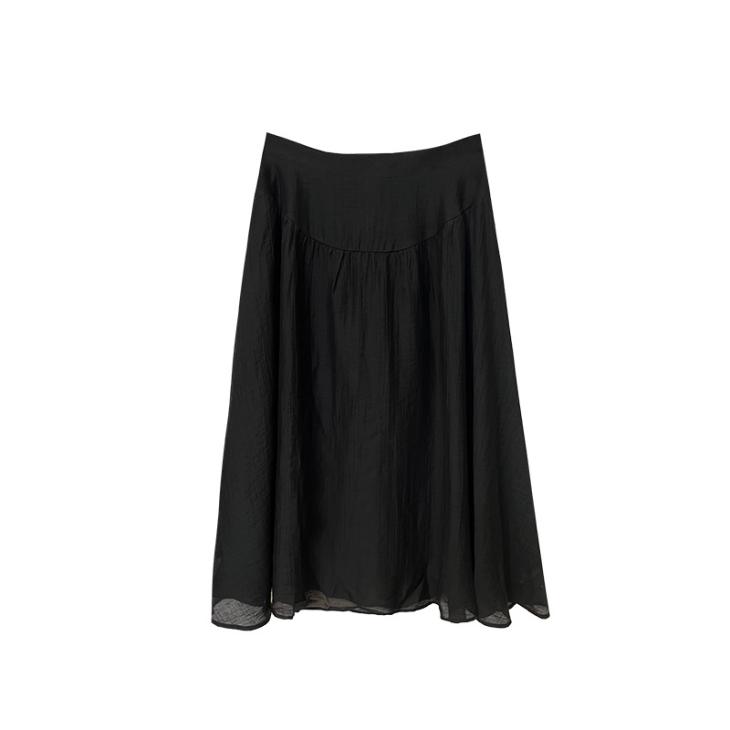 Skirts |  Womens Black Gathered Waist Midi Skirt Clothing Skirts