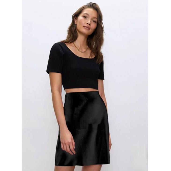 Skirts |  Womens Black Satin Mini Skirt Clothing Skirts