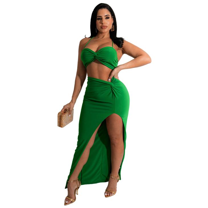 Skirts |  Womens Khaki Knot Waist Maxi Skirt Clothing Going Out