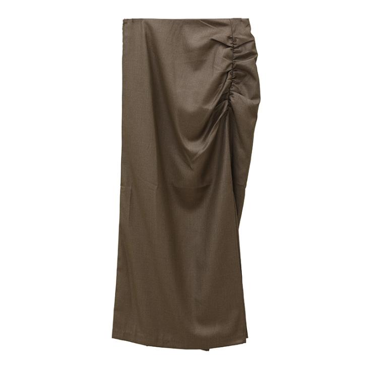 Skirts |  Womens Mink Ruched Leather-Look Midi Skirt Clothing Skirts