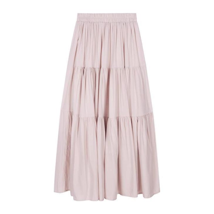 Skirts |  Womens Pink Satin Tiered Midi Skirt Clothing Skirts