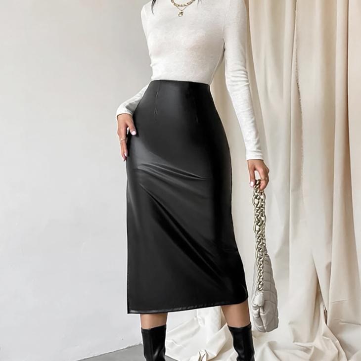 Skirts |  Womens Tall Black Faux Leather Pencil Skirt Clothing Skirts