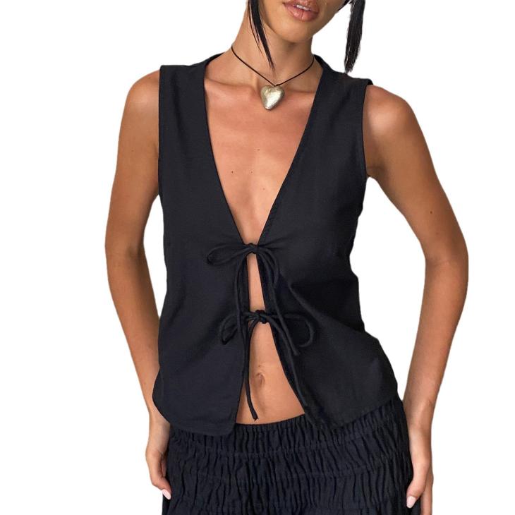 Suits & Tailoring |  Womens Black Tie Front Knit Waistcoat Clothing Suits & Tailoring