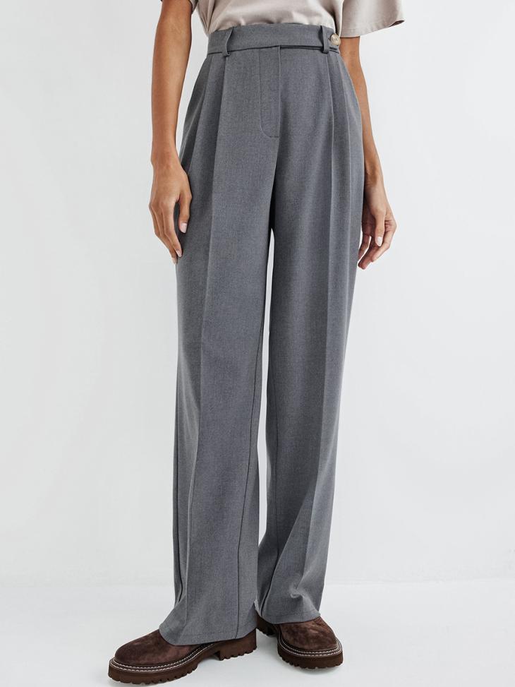 Suits & Tailoring |  Womens Grey Marl High Waist Tailored Wide Leg Trousers Clothing Suits & Tailoring